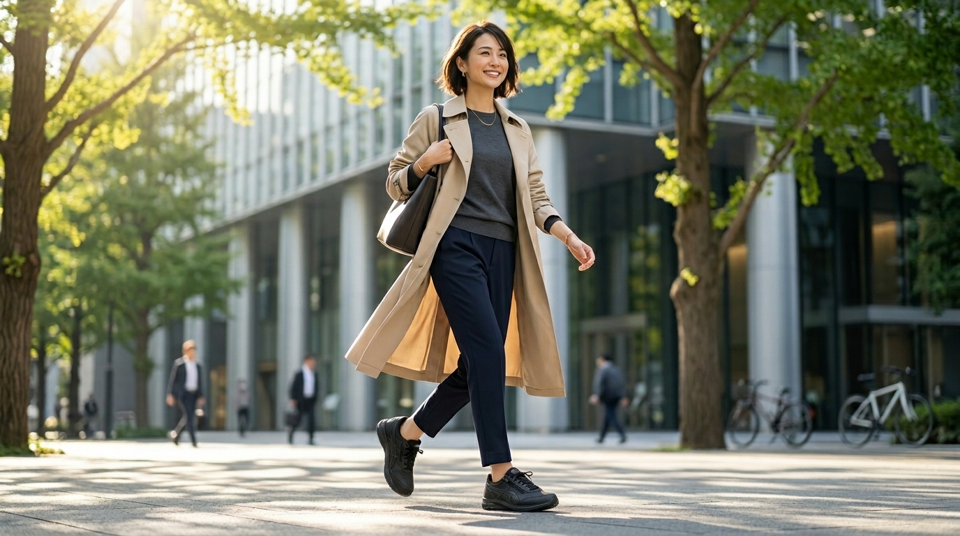 アシックスウォーキングシューズで通勤が快適に！OLが選ぶ疲れない靴とは