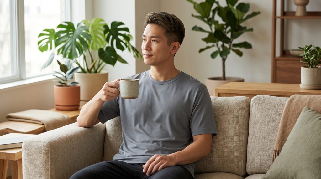 UNIQLOエアリズムコットンTシャツは部屋着と外出着を兼用できる1枚