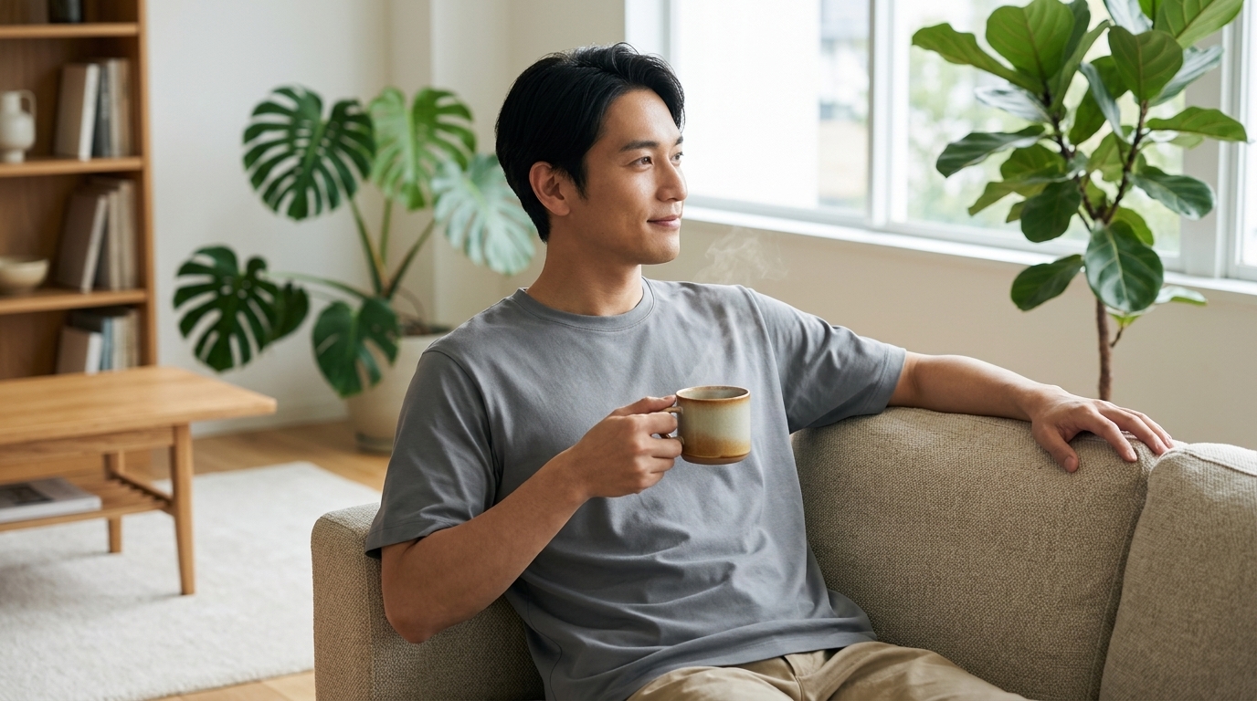 UNIQLOエアリズムコットンTシャツは部屋着と外出着を兼用できる1枚